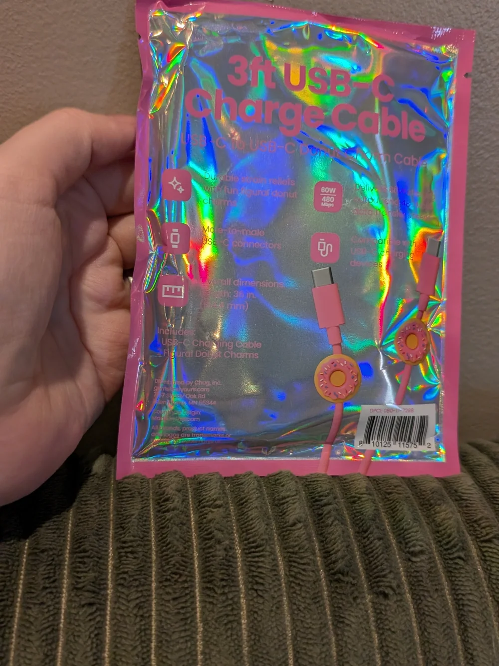 Target Pink Donut USB-C Charging Cable with Donut Charms